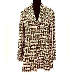 Vintage Toula Green Houndstooth Lightweight Wool Blazer Size 8